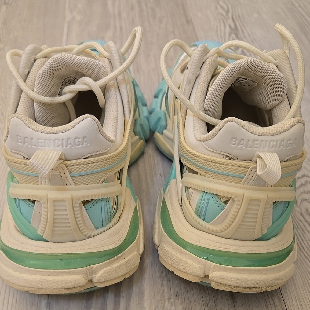 Balenciaga Trac Cream and Blue Sneakers with Chunky Sole - Picture 3 of 4